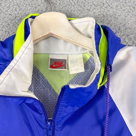 VTG Nike Jacket Mens Large Blue White Windbreaker White Tag 90s Y2K Streetwear - Picture 2 of 13